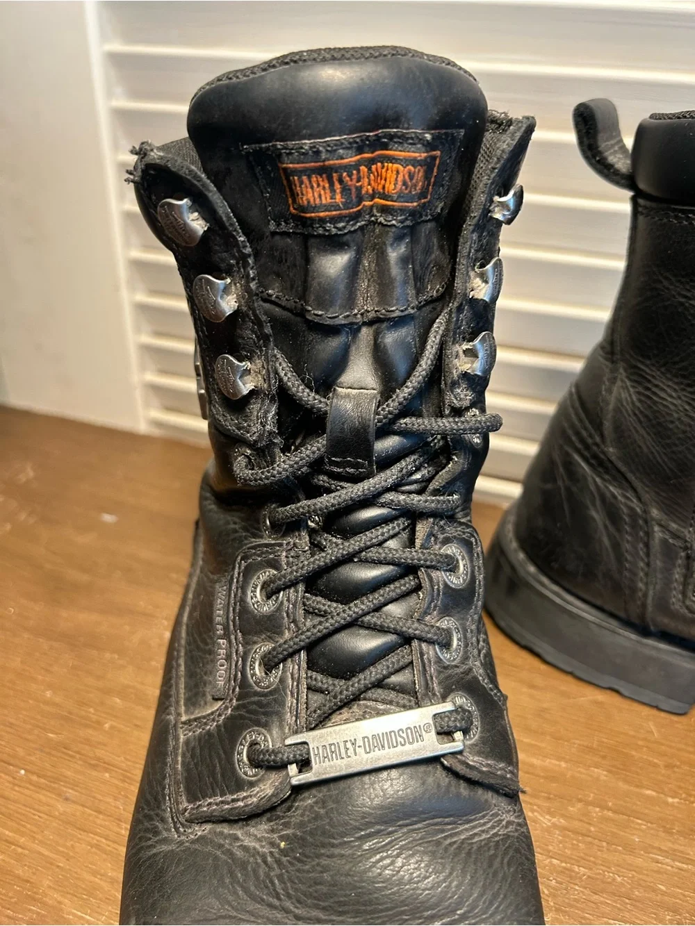 Harley Davidson Black Waterproof Motorcycle Boots Men’s 9.5 Lace up & Zipper